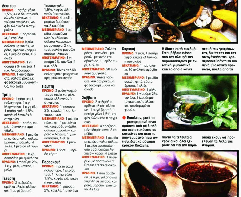 Πρόγραμμα διατροφής που υπόσχεται απώλεια 4 κιλών σε μια εβδομάδα και είναι αντιοξειδωτική
