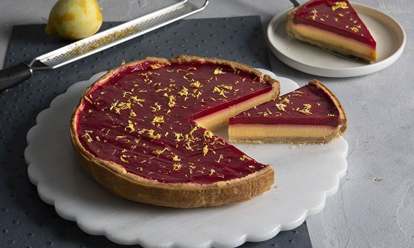 Τάρτα με λεμόνι και raspberries από τον Άκη Πετρετζίκη