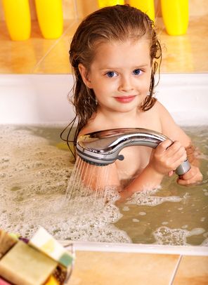 child in bath