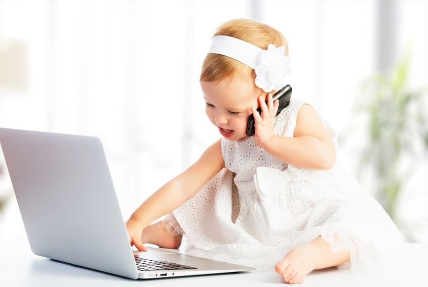 baby on computer