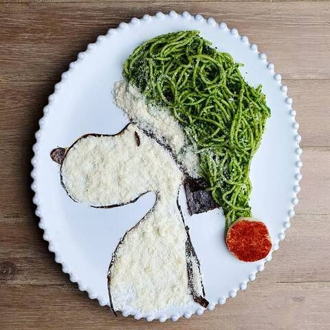 snoopy makaronia me pesto